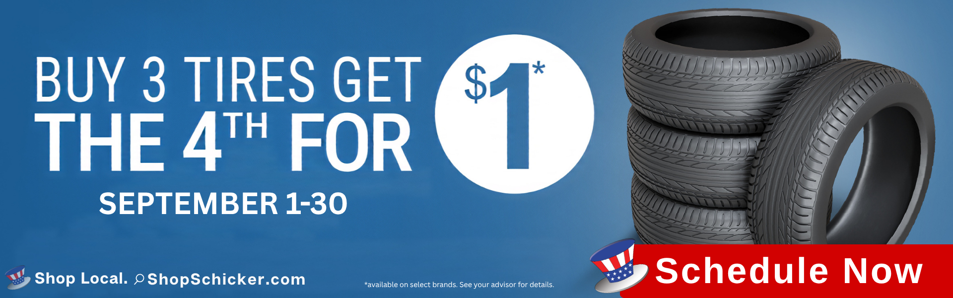 Buy 3 Tires Get 4 th for $1